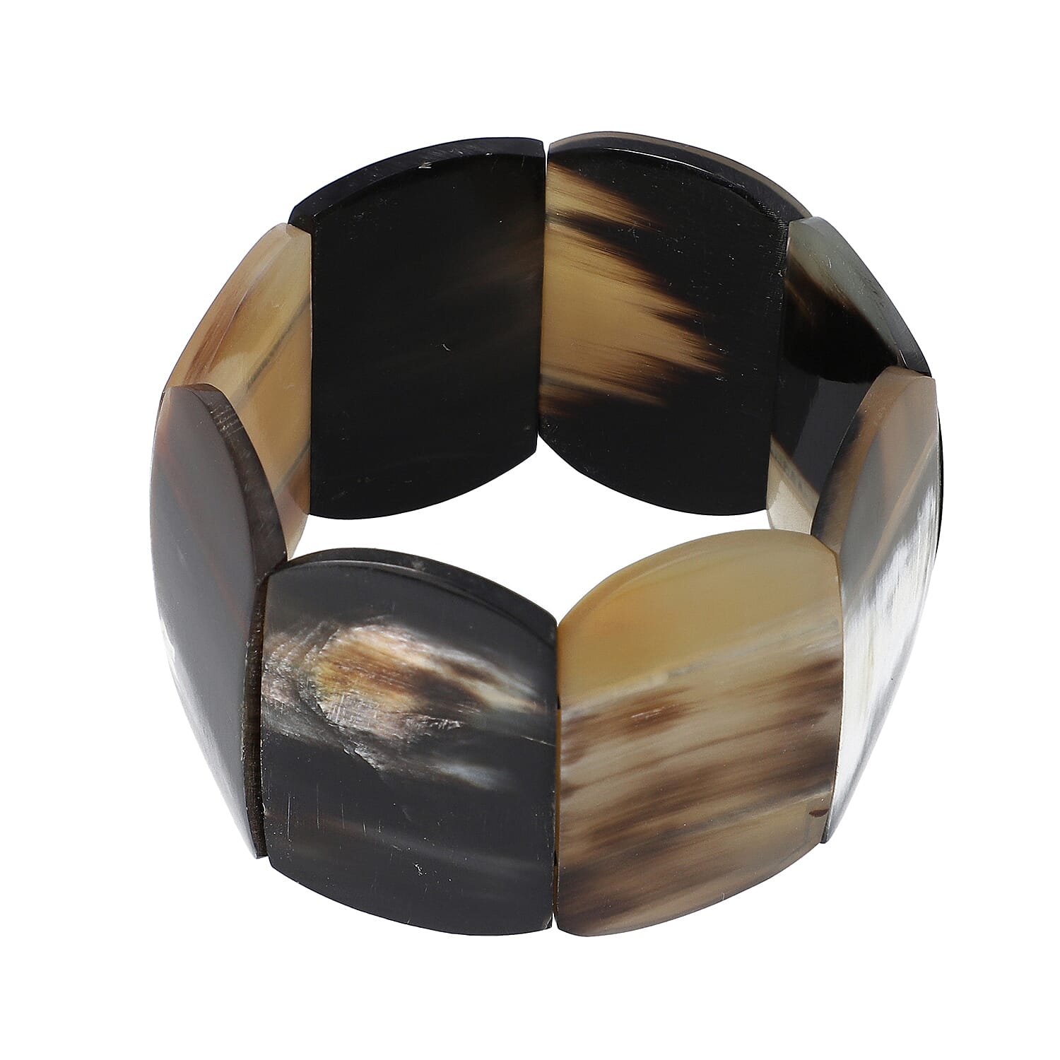 Super Find Natural Buffalo Horn Square Stretch Bracelet