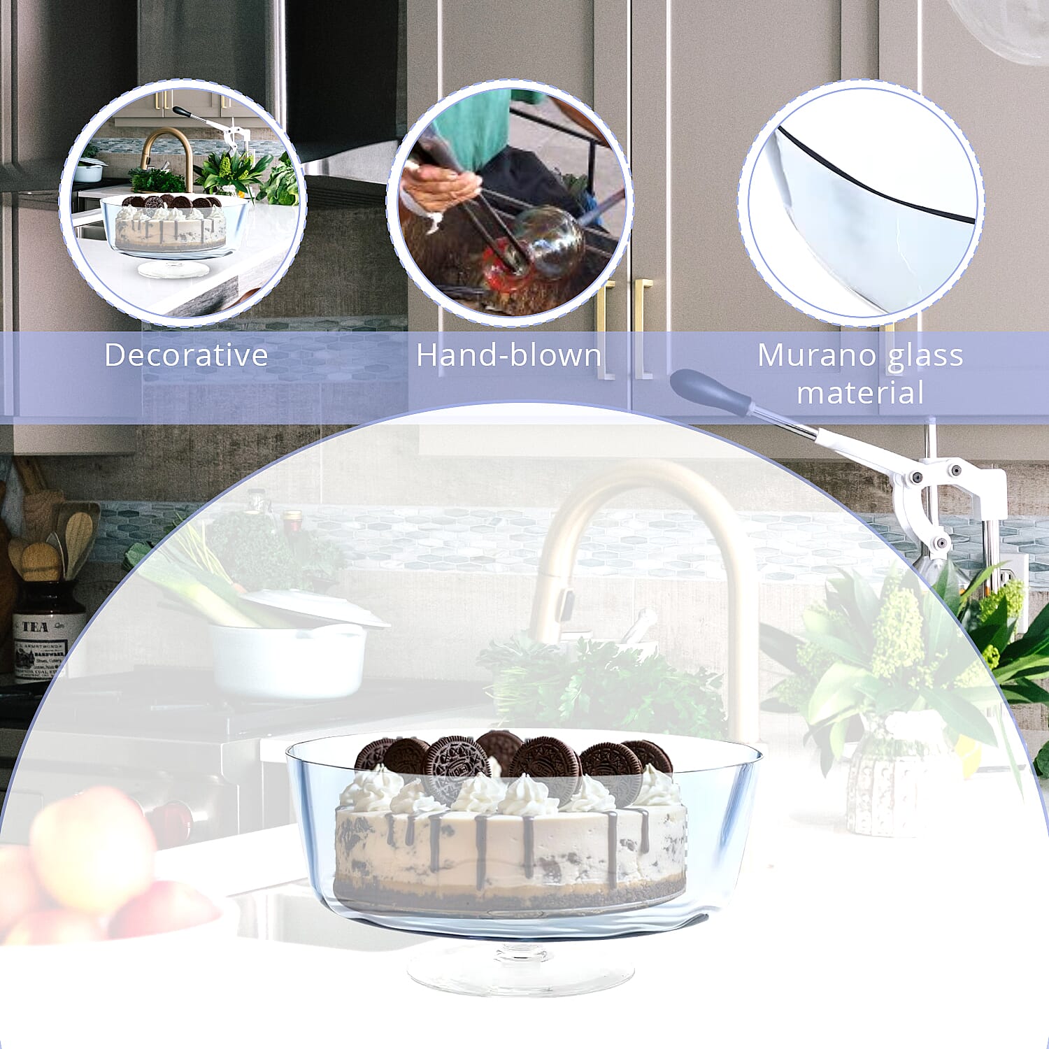 Closeout ALZATA DON Murano Transparent Cake Stand
