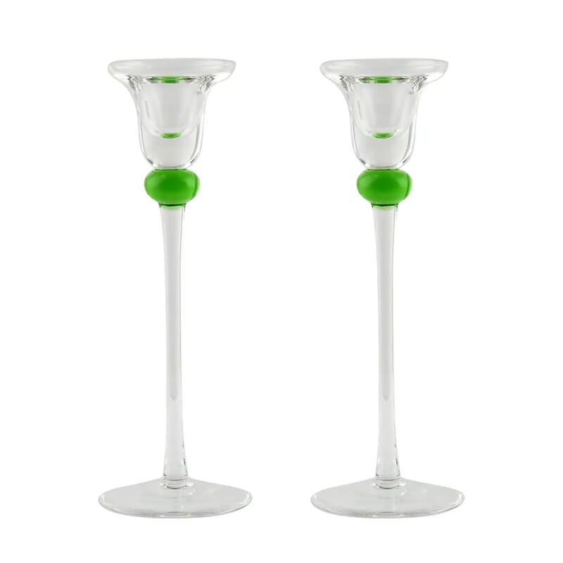 Made In Italy 2 Piece Authentic Green Murano Glass Candle Holder