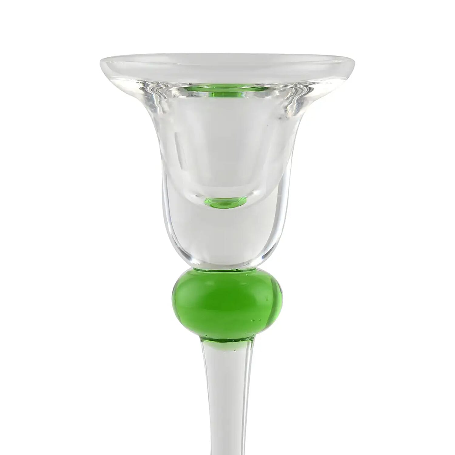 Made In Italy 2 Piece Authentic Green Murano Glass Candle Holder