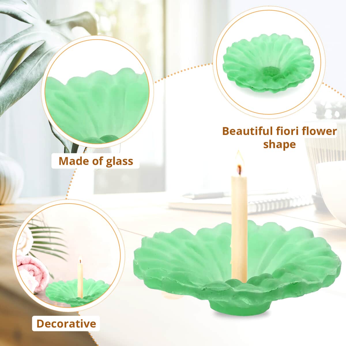 Fiori Flower Candle Holder - Light Green image number 2
