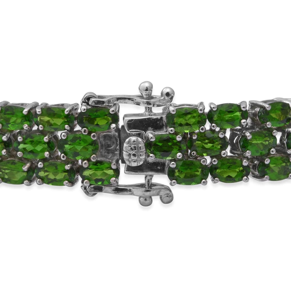 Natural Chrome Diopside Triple Row Bracelet in Platinum Over Sterling Silver (7.25 In) 23.90 Grams 23.40 ctw image number 1