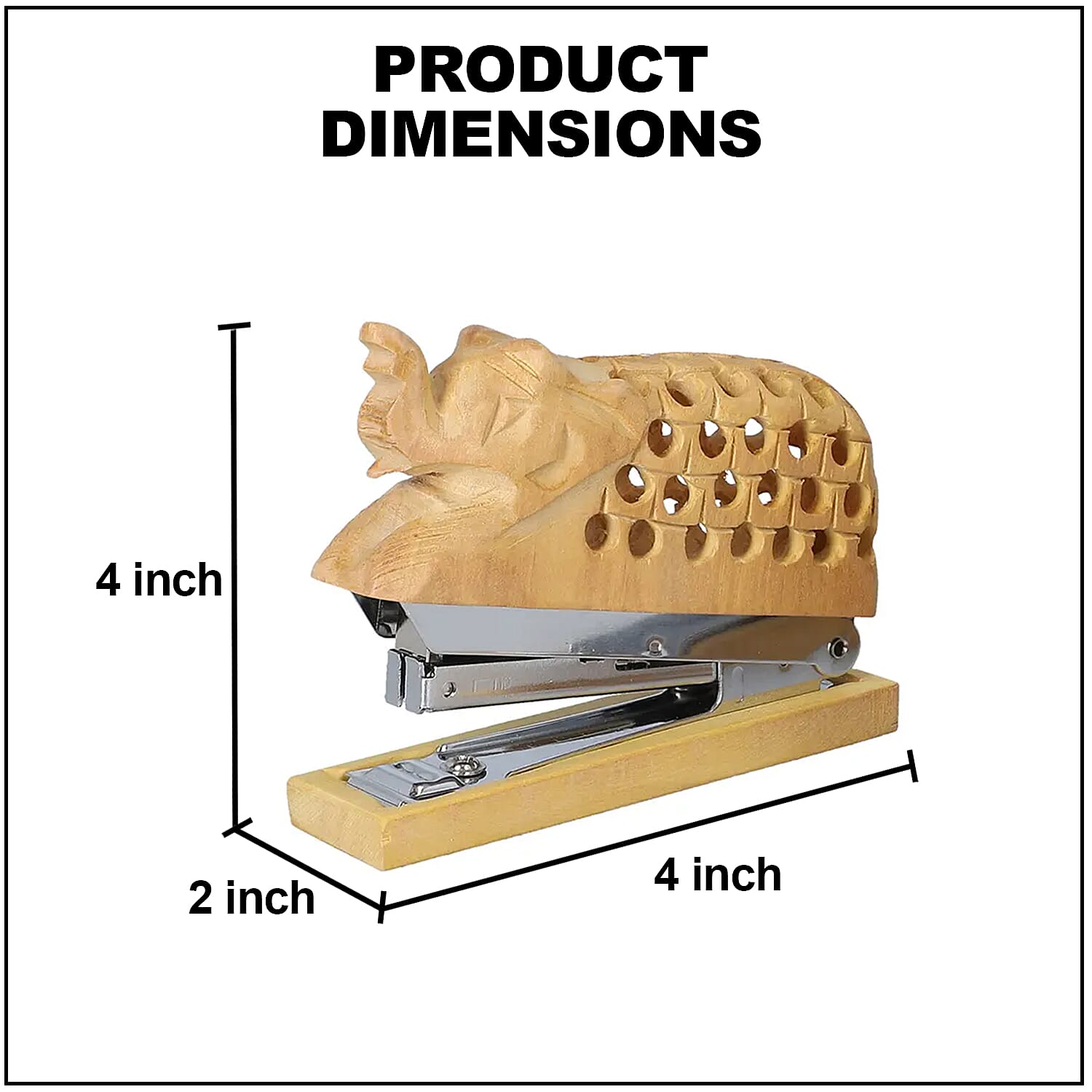 Handcarved Set of 2 Elephant & Fish Stapler
