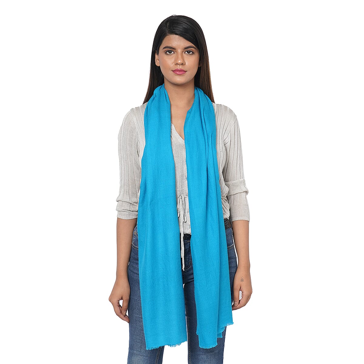 Passage 100% Cashmere Wool Light Ocean Blue Scarf image number 1