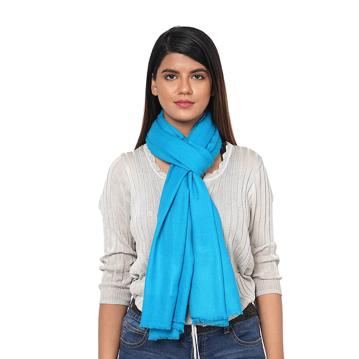 Passage 100% Cashmere Wool Light Ocean Blue Scarf image number 2
