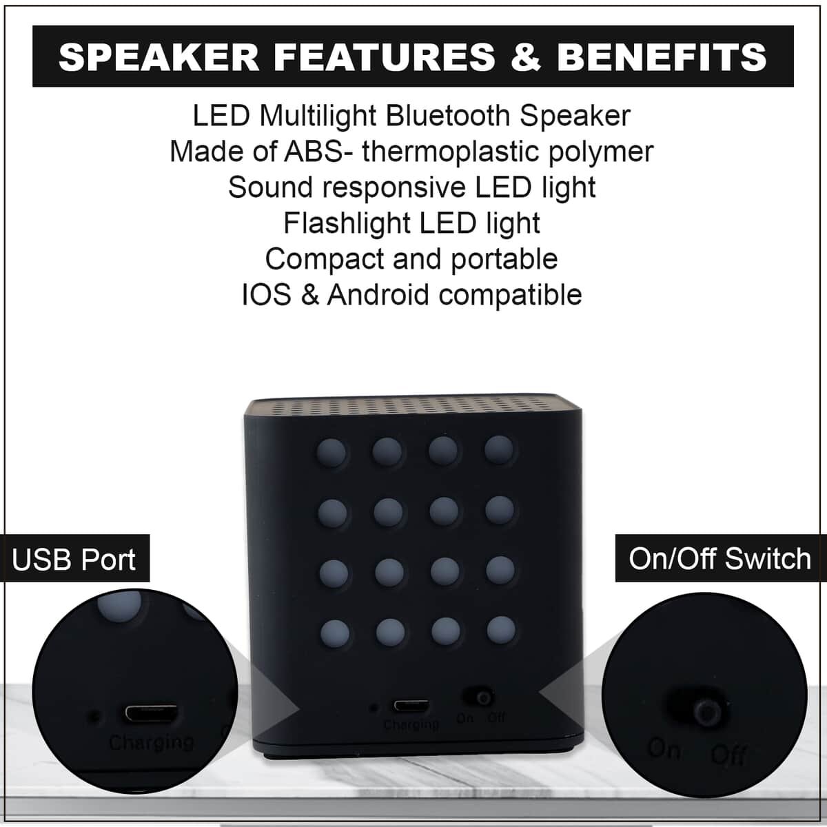 AQCUBE- Aquarius Multi Light Bluetooth Speaker image number 2