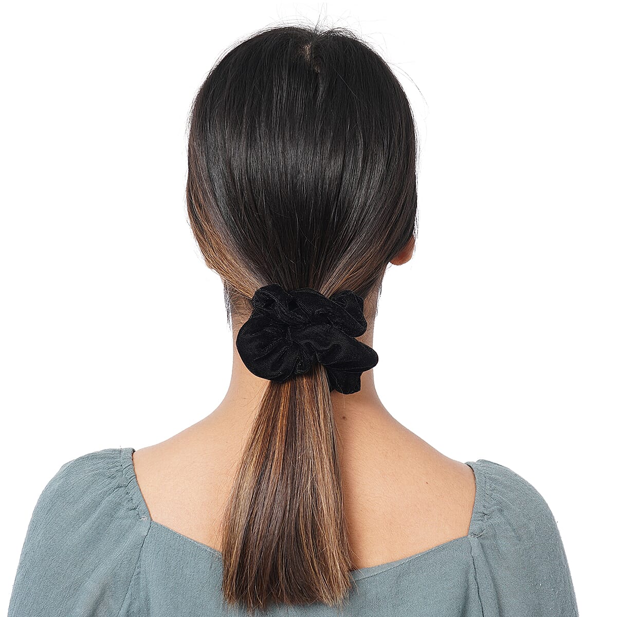 Set of 3 Black and Maroon Velvet Scrunchies with Zip Pocket image number 6