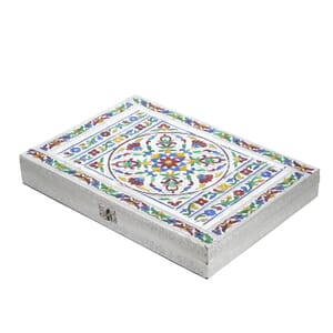 Handcrafted Aluminium Oxidized Flower Embossed Ring Box