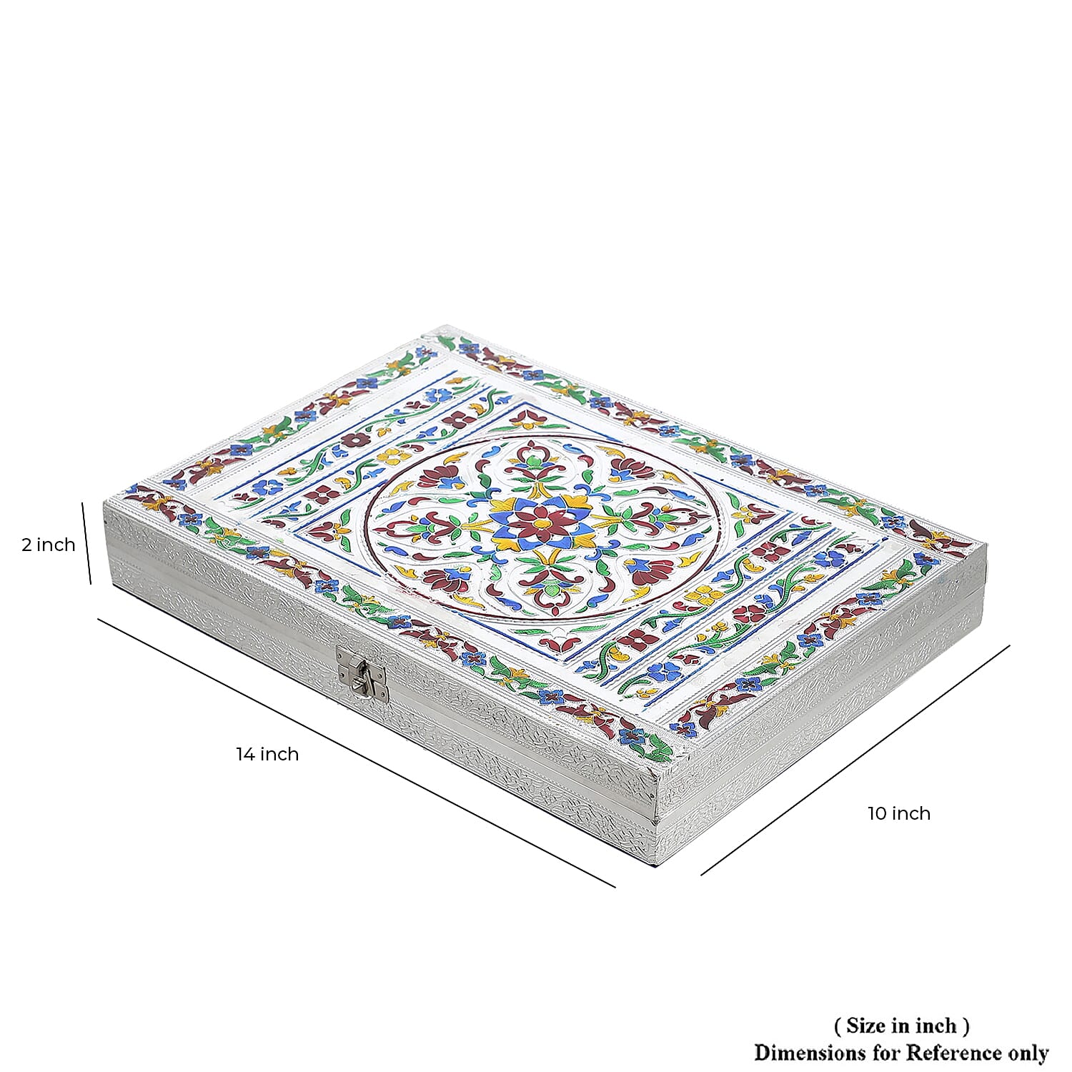 Handcrafted Aluminium Oxidized Flower Embossed Ring Box