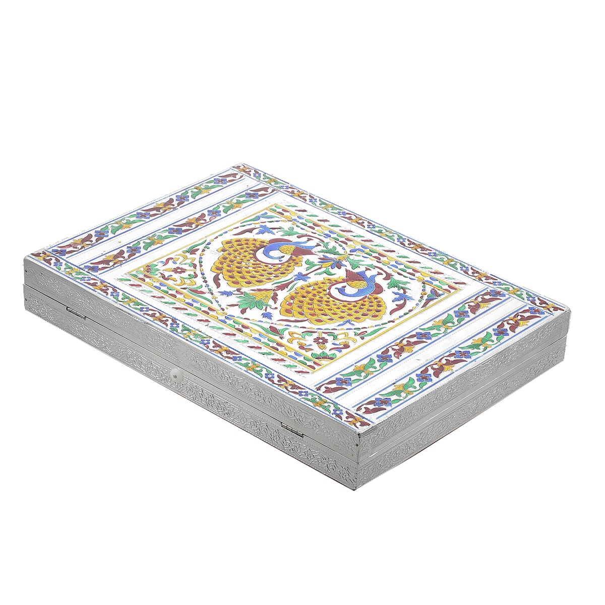 Handcrafted Aluminium Oxidized Embossed Ring Box image number 2
