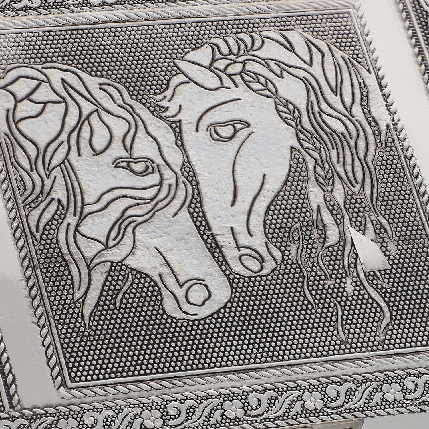 Set of 2 Aluminium Oxidized Horse Embossed Jewellery Box