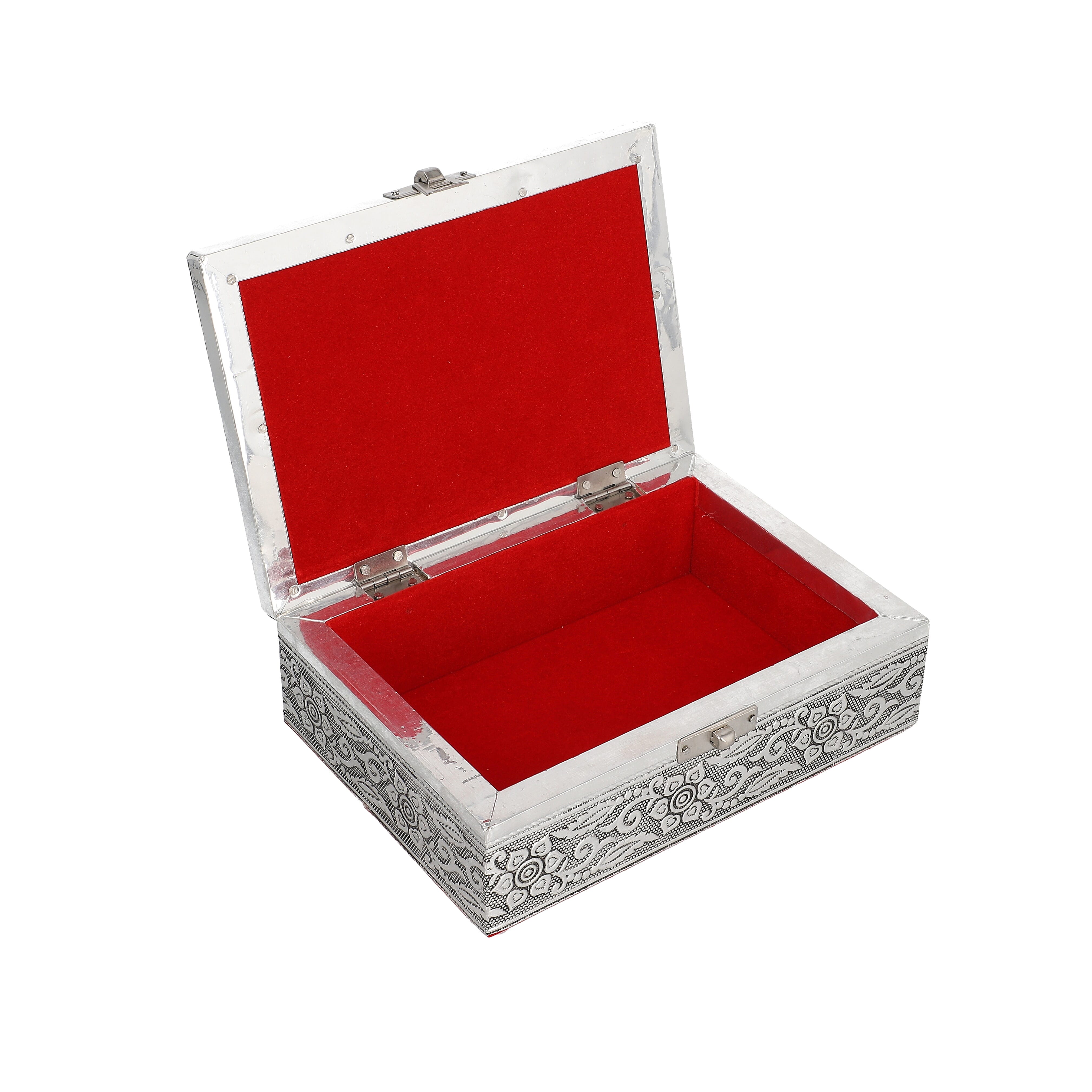 Set of 2 Aluminium Oxidized Rose and Flower Embossed Jewellery Box