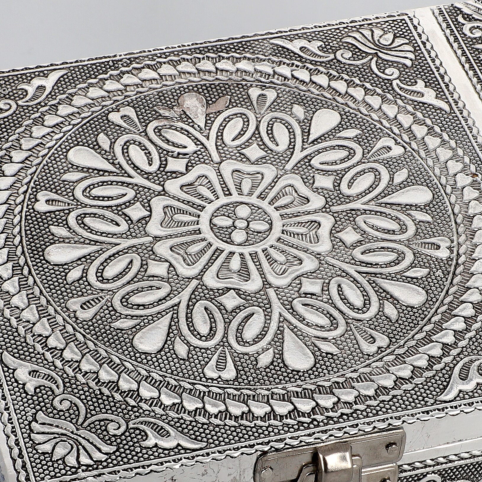 Set of 2 Aluminium Oxidized Rose and Flower Embossed Jewellery Box