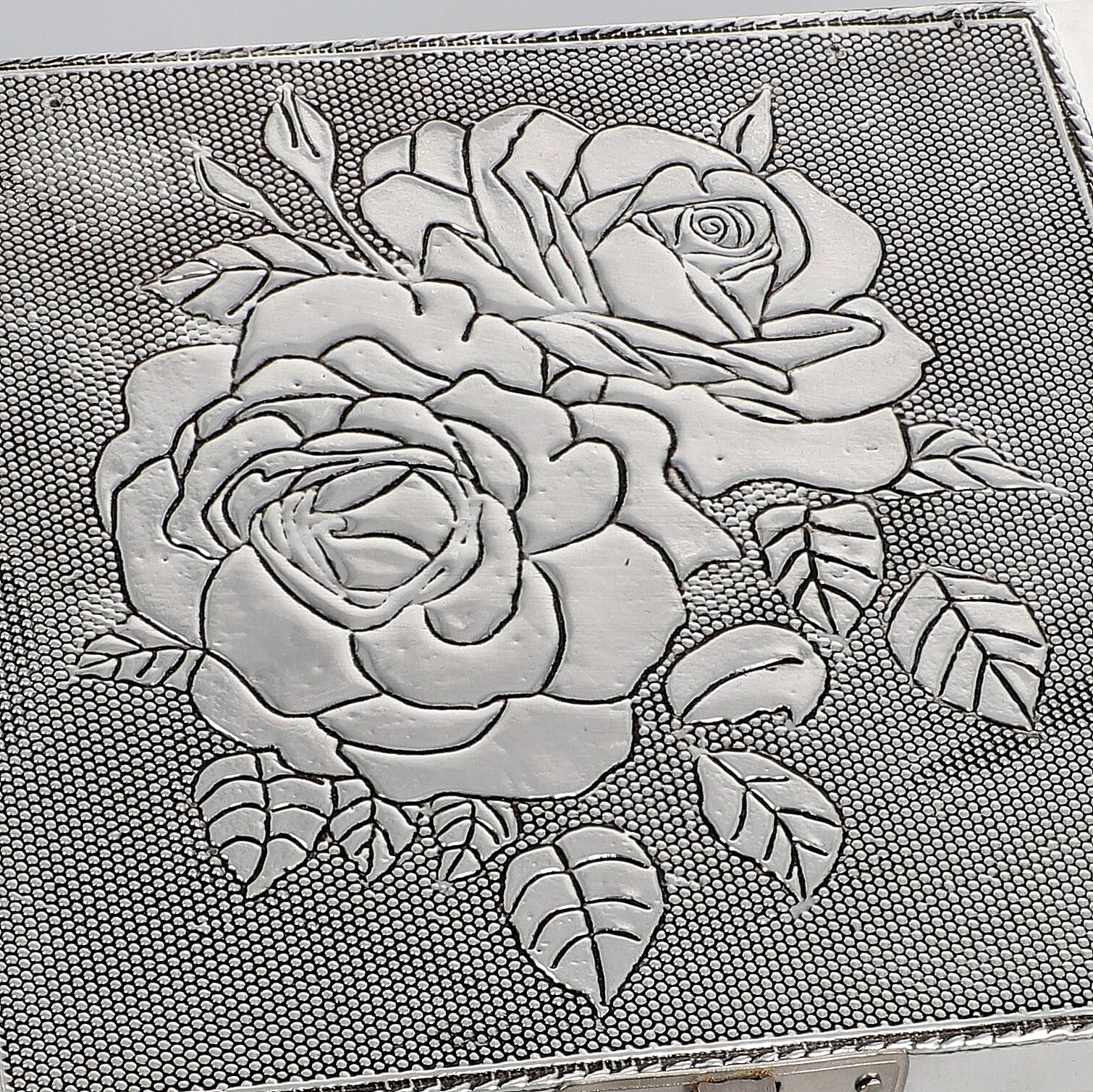 Set of 2 Aluminium Oxidized Rose and Flower Embossed Jewellery Box