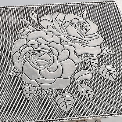 Set of 2 Aluminium Oxidized Rose and Flower Embossed Jewellery Box