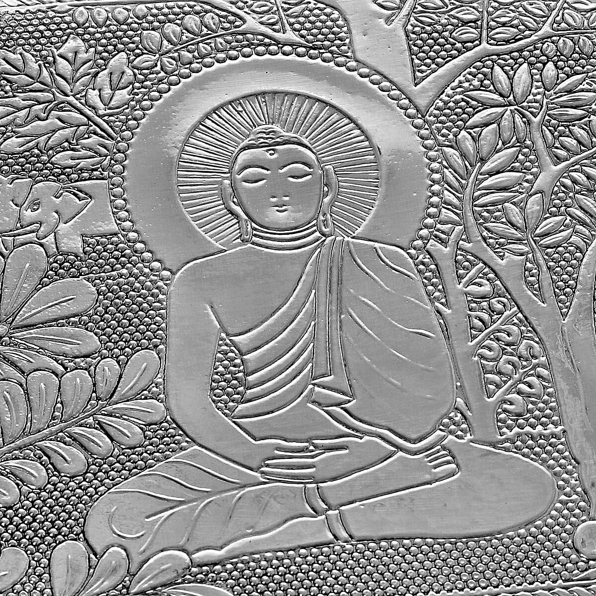 Set of 2 Aluminium Oxidized Buddha Embossed Jewellery Box image number 4