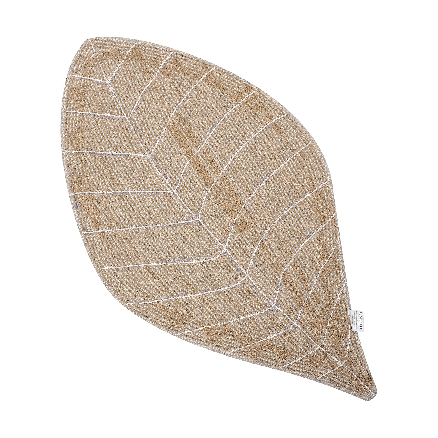 Set of 2 Beige and White 100% Cotton Leaf Shape Mat