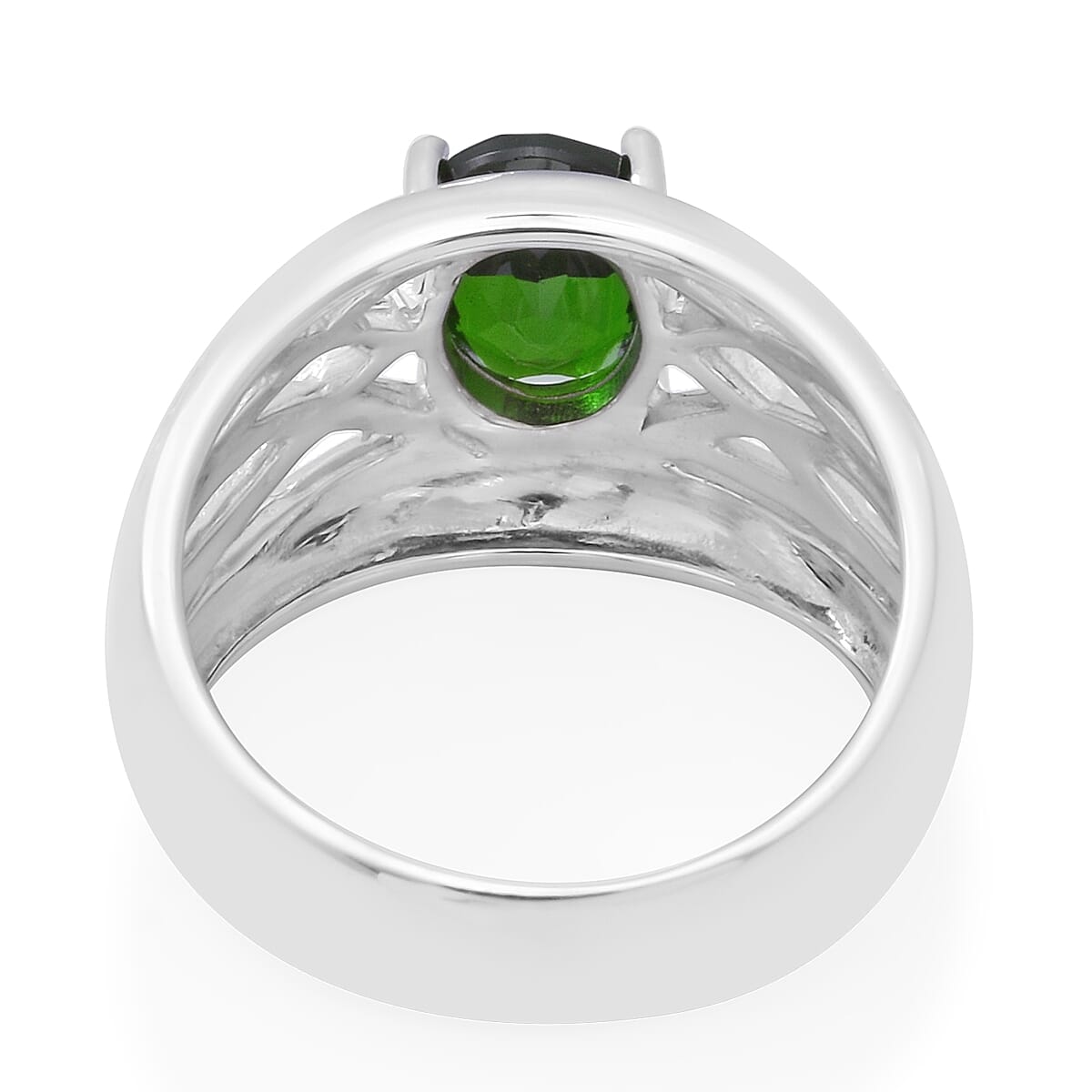 2 ctw Natural Russian Diopside Ring in Platinum Over Sterling Silver (Size 11.0)