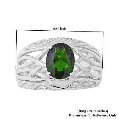 Natural Russian Diopside Ring in Platinum Over Sterling Silver (Size 8.0) 2.00 ctw