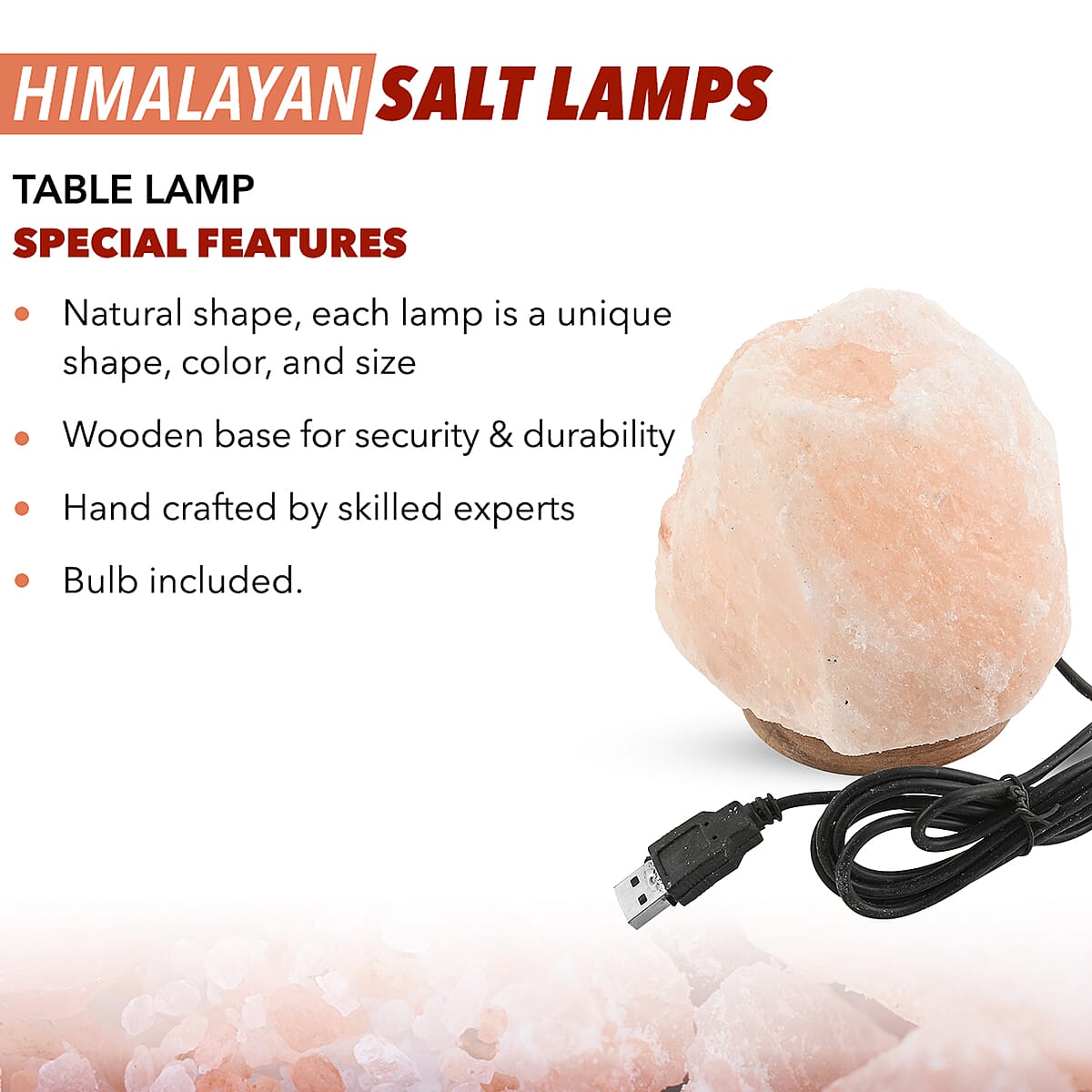 Himalayan Salt Natural Shape USB Lamps image number 2