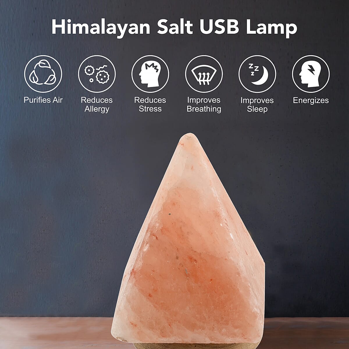 Himalayan Salt Pyramid Shape USB Lamps (3x3x5) image number 1