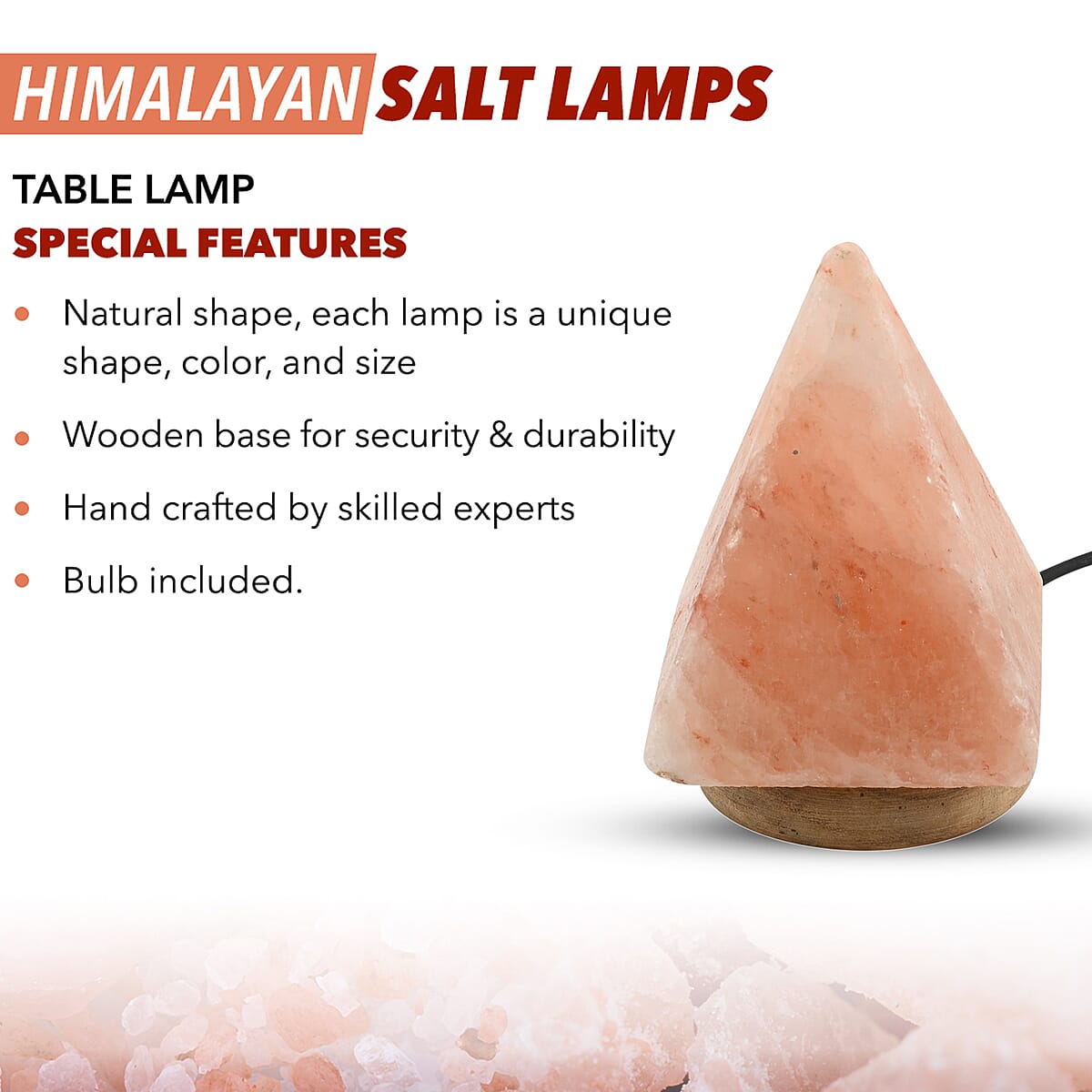 Himalayan Salt Pyramid Shape USB Lamps (3x3x5) image number 2