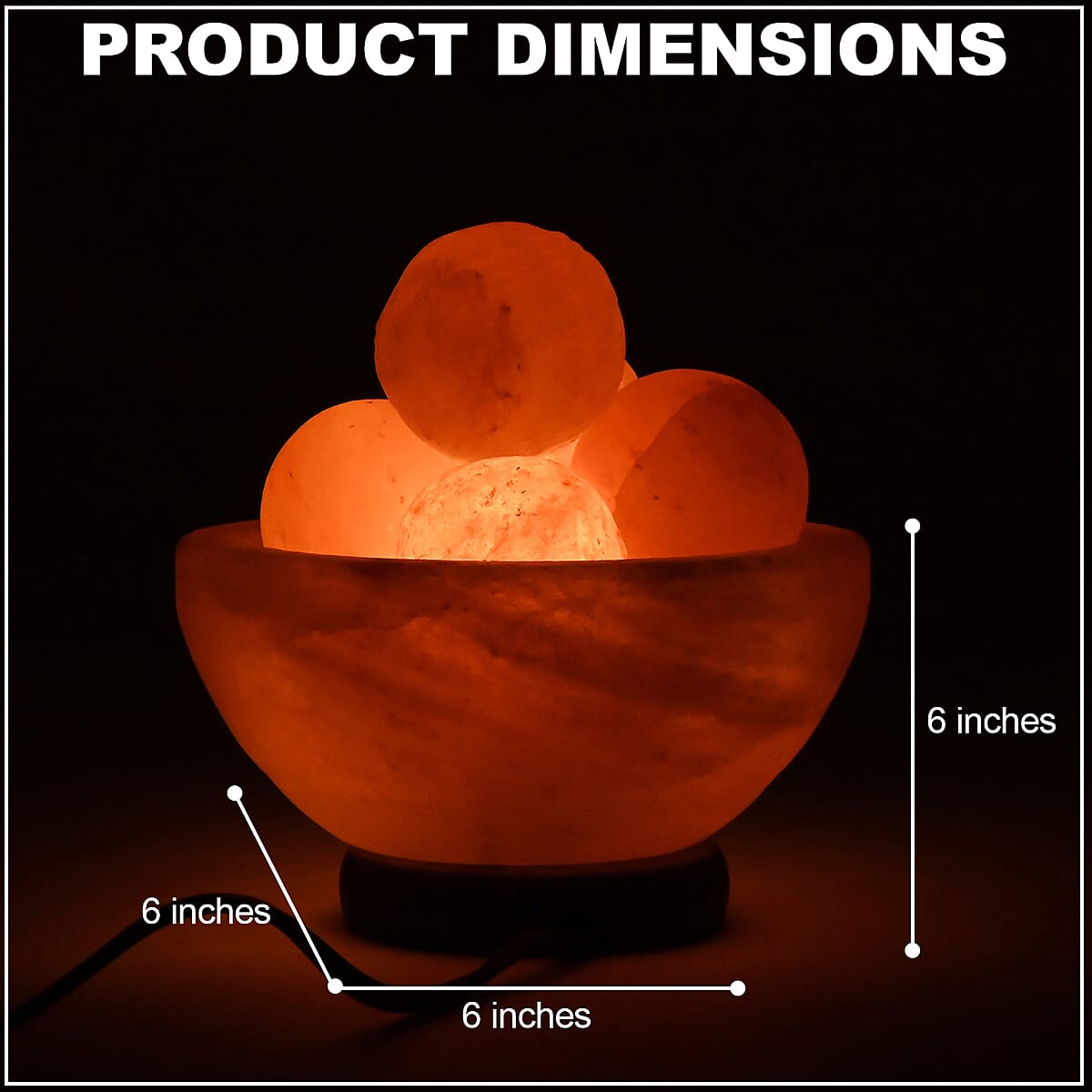 Himalayan Salt Lamp Fire Bowl with Massage Ball with Bulb image number 3