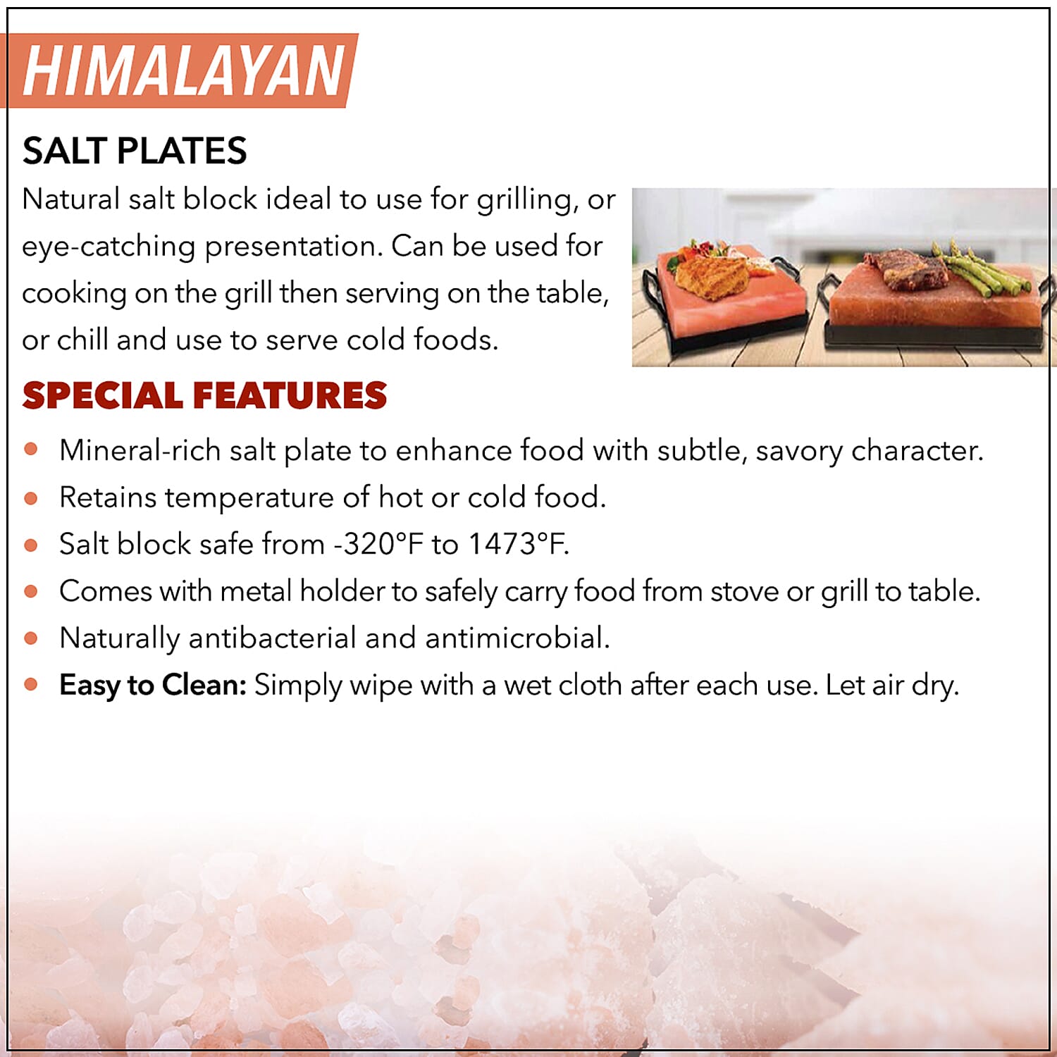 Himalayan Salt Square Shape Plate with Metal Holder - 5.9 KG