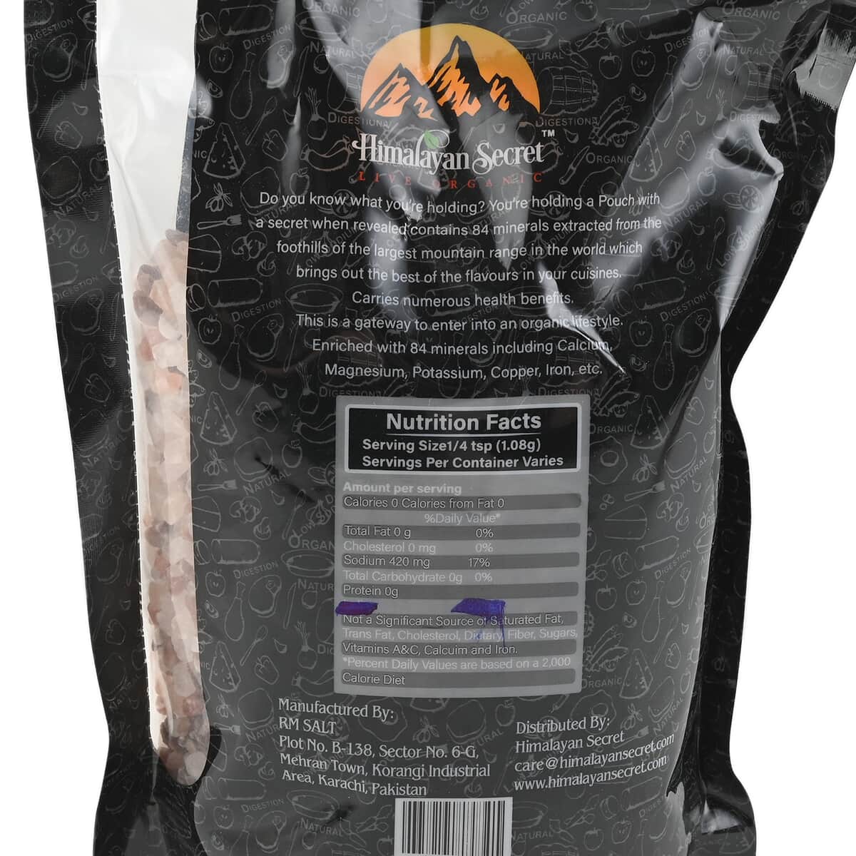 Himalayan Dark Pink Salt 2-5mm Coarse, Salt Glass Grinder 200gm & Himalayan Fine Grain Salt 1Kg Pouch image number 5