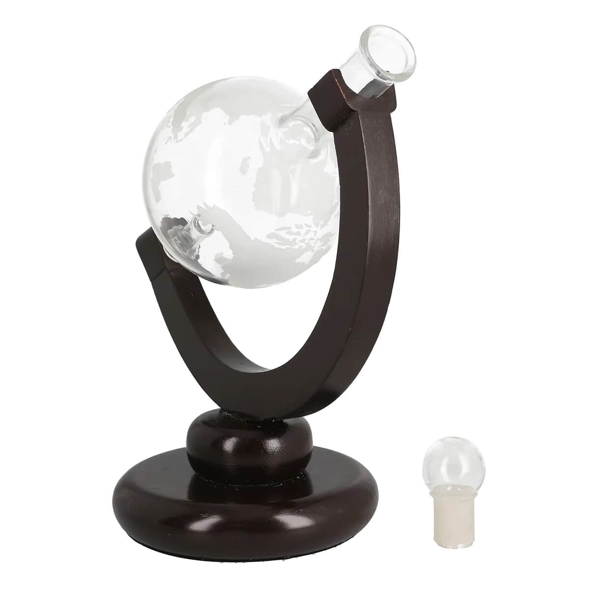 Drinkware Glass Globe Decanter Set with Wooden stand and 2 Whisky Glasses for Liquor, Ideal Bar Decor Gift image number 4