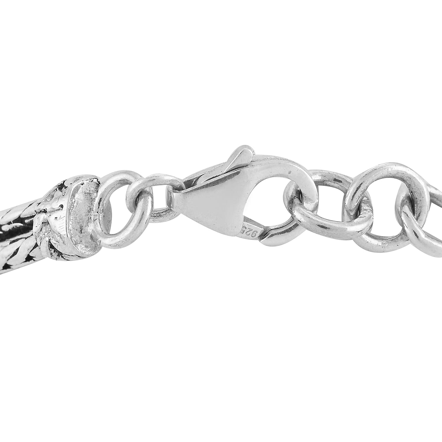 Rhodium Over Sterling Silver Bracelet (6.00 In) 17 Grams