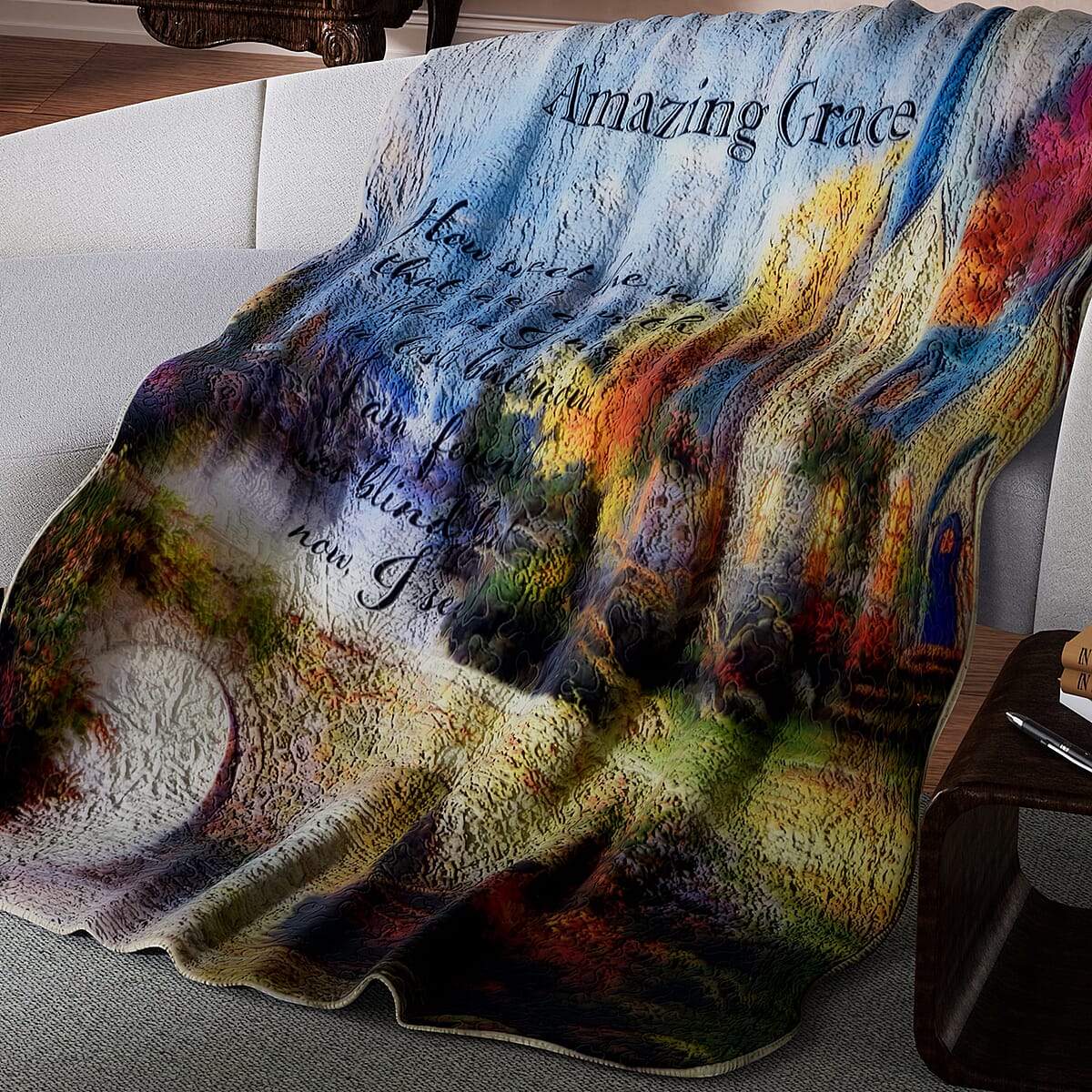 Inspirational Throw - Amazing Grace White Church image number 2