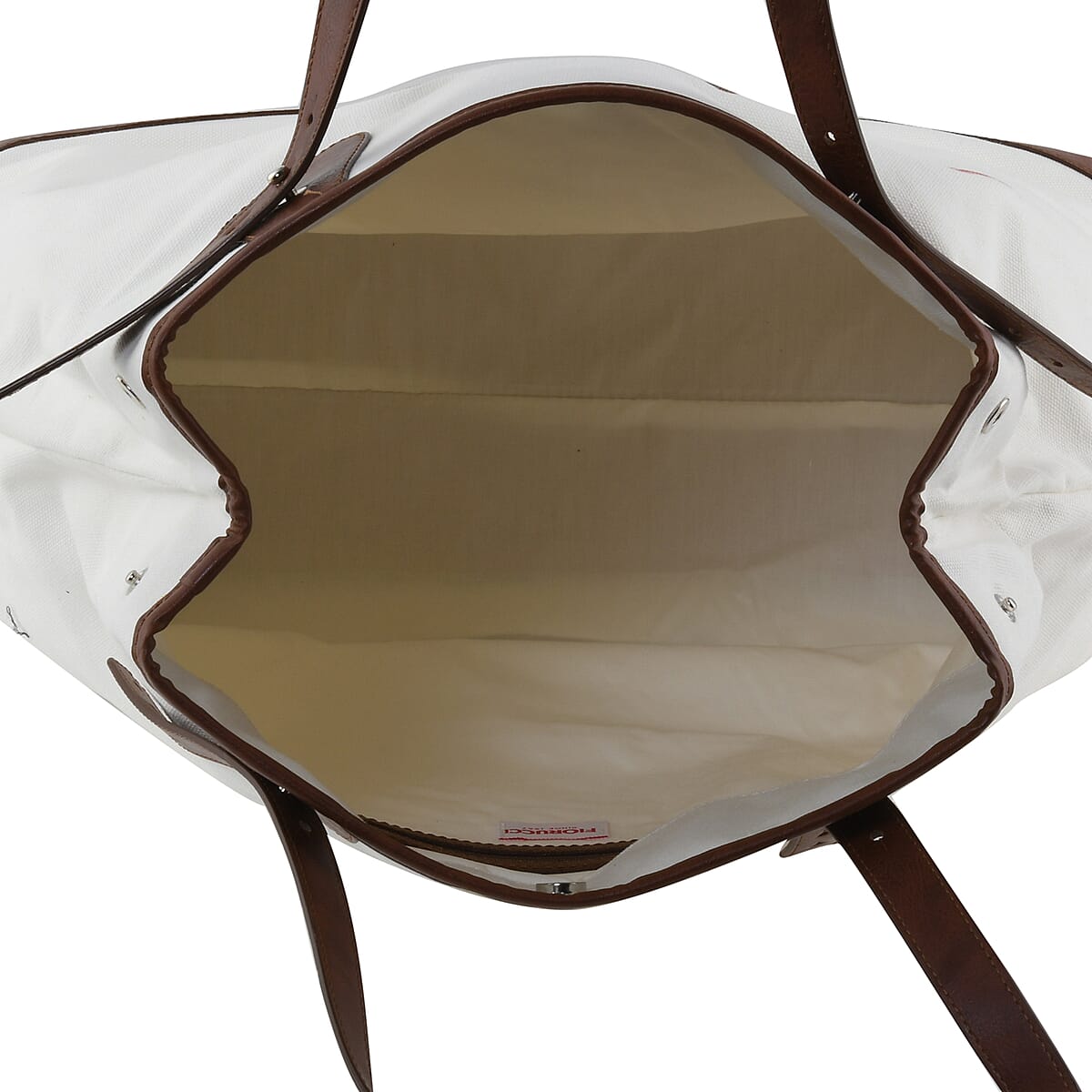 London Closeout FIORUCCI White, Black 80% Cotton and 20% Polyurethane Angle Pattern Shopper Bag (15.75x6.70x15.75) image number 3