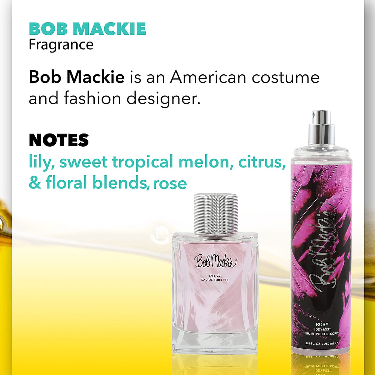 Bob Mackie Rosy 2 Piece Set, Set Contains: 3.4 fl oz. Spray, 8.4 fl oz. Body Mist image number 2