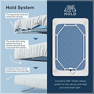 Closeout Bed Scrunchie Sheet Holder Straps, Bed Sheet Holder Straps, Sheet Corner Holders, 360 Degree Bed Sheet Tightener, Ideal for All Mattress Sizes