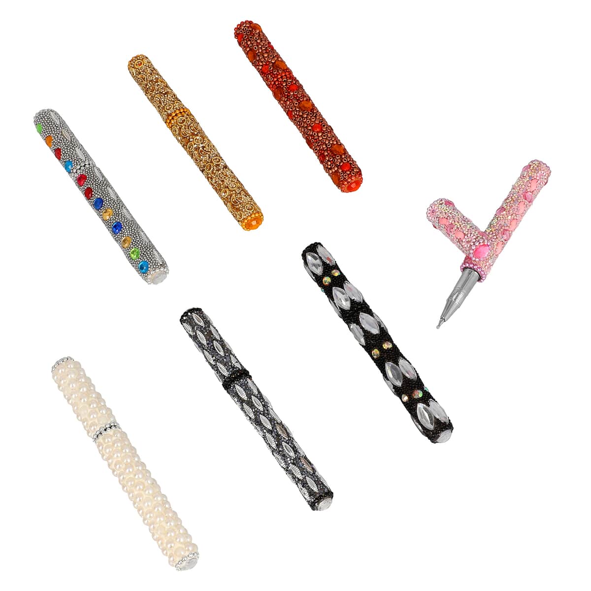 Set of 7 Metallic Multi Colored Beaded Pens | Best Refillable Ballpoint Pen | Beadable Decorative Pen image number 0