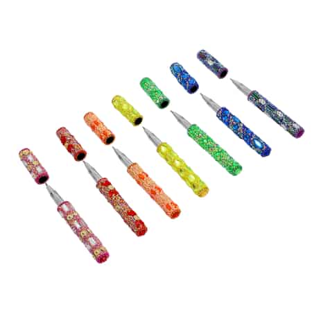 Set of 7 Rainbow Multi Colored Beaded Pens , Best Refillable Ballpoint Pen , Beadable Decorative Pen image number 3