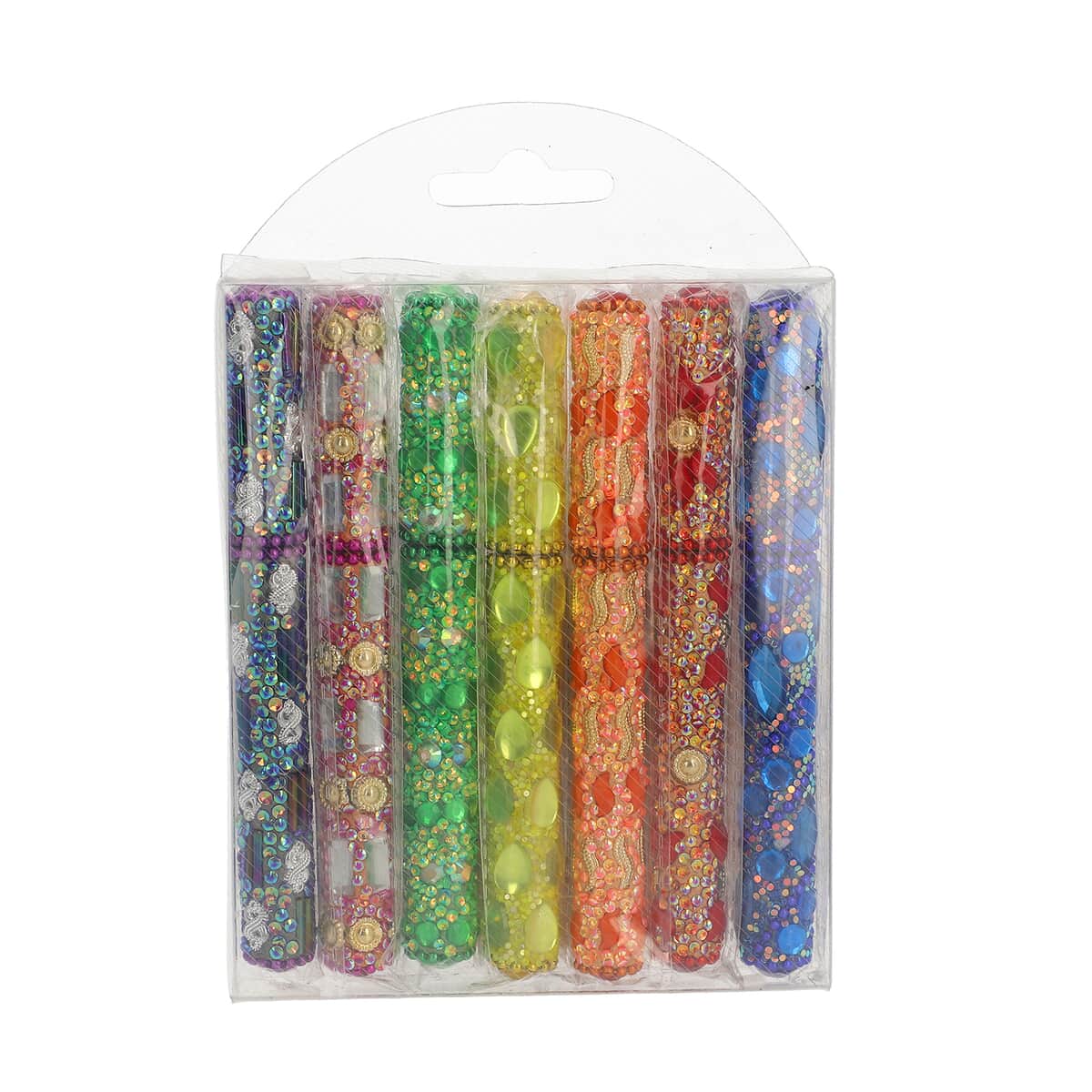 Set of 7 Rainbow Multi Colored Beaded Pens , Best Refillable Ballpoint Pen , Beadable Decorative Pen image number 5