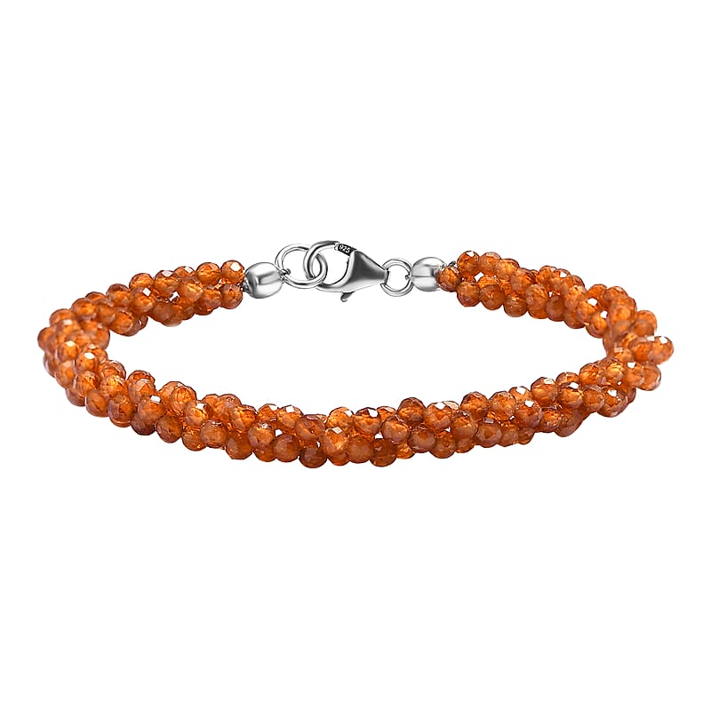 Ratnapura Hessonite Garnet Beaded Bracelet in Sterling Silver (7.25 In) 1.00 ctw