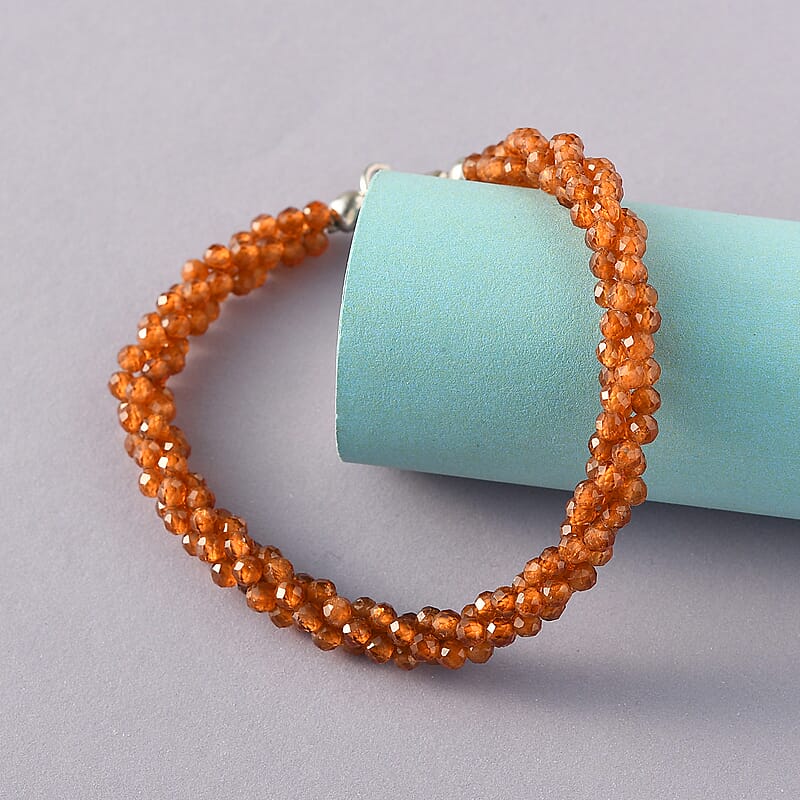 Ratnapura Hessonite Garnet Beaded Bracelet in Sterling Silver (7.25 In) 1.00 ctw