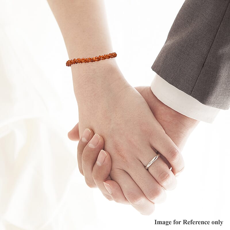 Ratnapura Hessonite Garnet Beaded Bracelet in Sterling Silver (7.25 In) 1.00 ctw