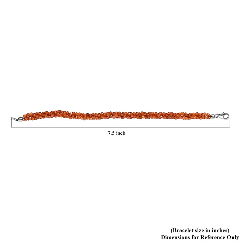 Ratnapura Hessonite Garnet Beaded Bracelet in Sterling Silver (7.25 In) 1.00 ctw