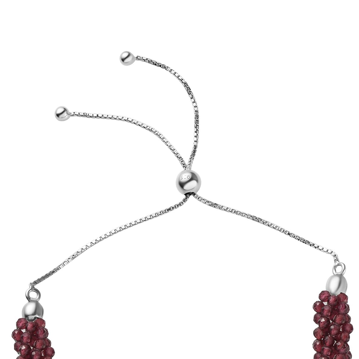 55.50 ctw Orissa Rhodolite Garnet Beads Bracelet in Sterling Silve (9.50 In) image number 3