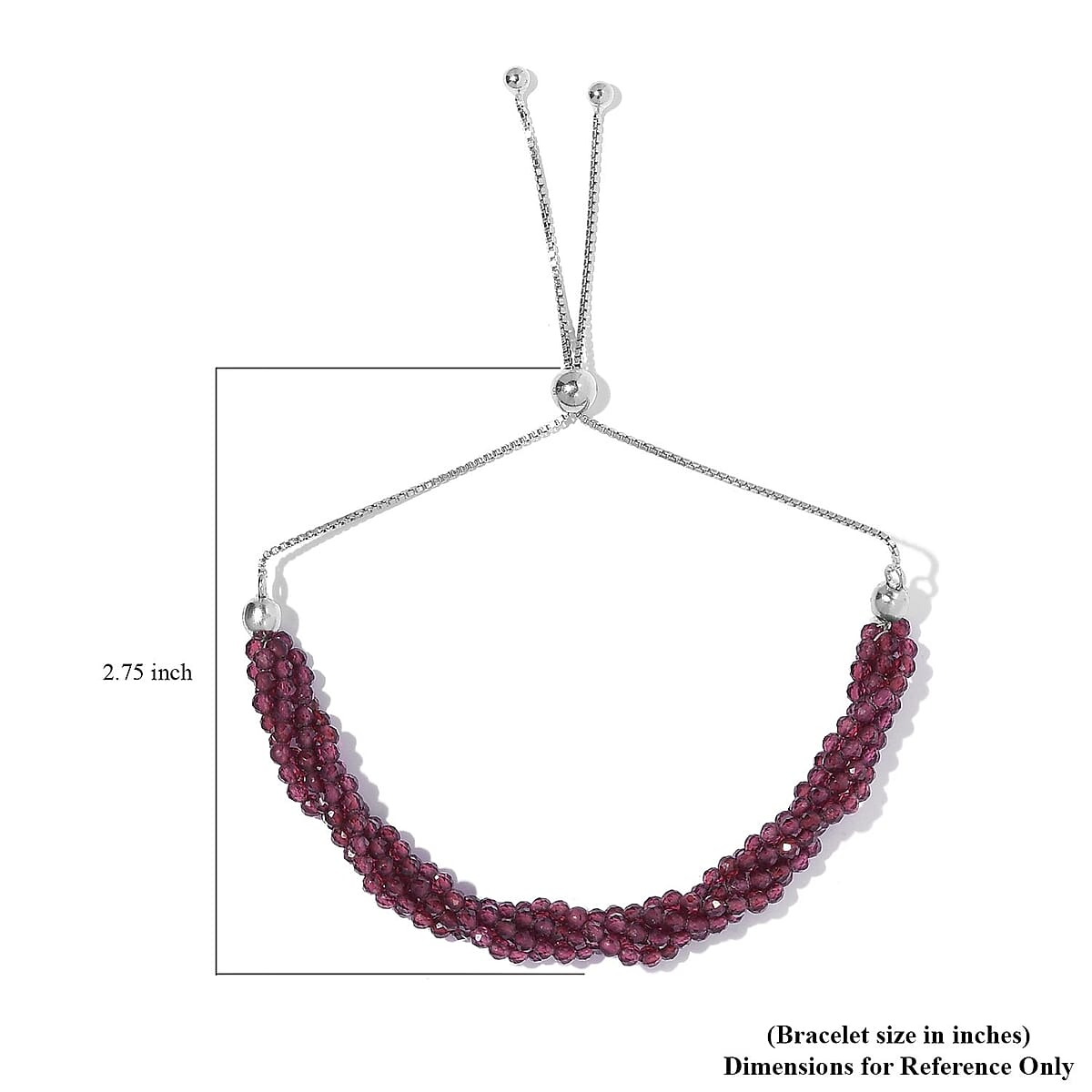 55.50 ctw Orissa Rhodolite Garnet Beads Bracelet in Sterling Silve (9.50 In) image number 4