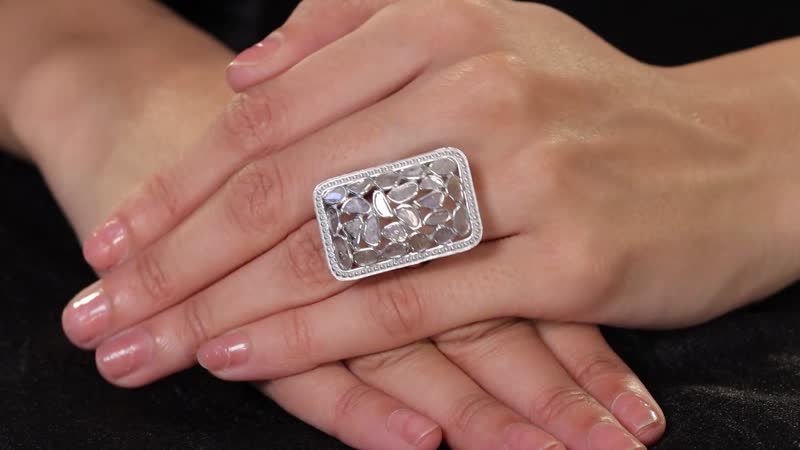 Polki Diamond Ring in Platinum Over Sterling Silver (Size 10.0) 1.00 ctw