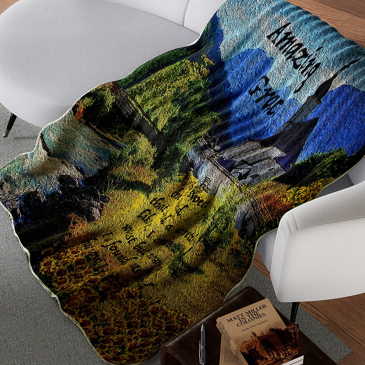 Inspirational Quotes Bed Throw Quilt Blankets - Amazing Grace, Church image number 3