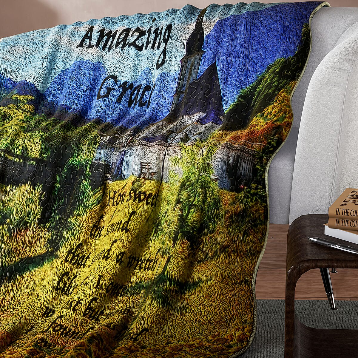 Inspirational Quotes Bed Throw Quilt Blankets - Amazing Grace, Church image number 4