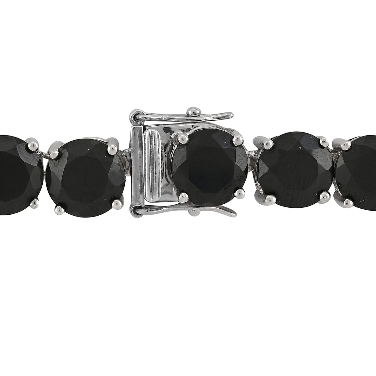 Thai Black Spinel Beaded Necklace 18 Inches in Sterling Silver 6.40 ctw image number 2