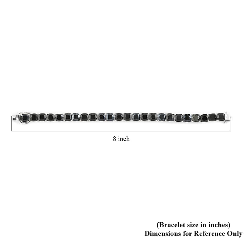 Thai Black Spinel Tennis Bracelet in Sterling Silver (8.00 In) 22.40 Grams 3.10 ctw