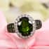 Natural Chrome Diopside and Natural White Zircon Ring in Platinum Over Sterling Silver (Size 7.0) 2.60 ctw image number 1